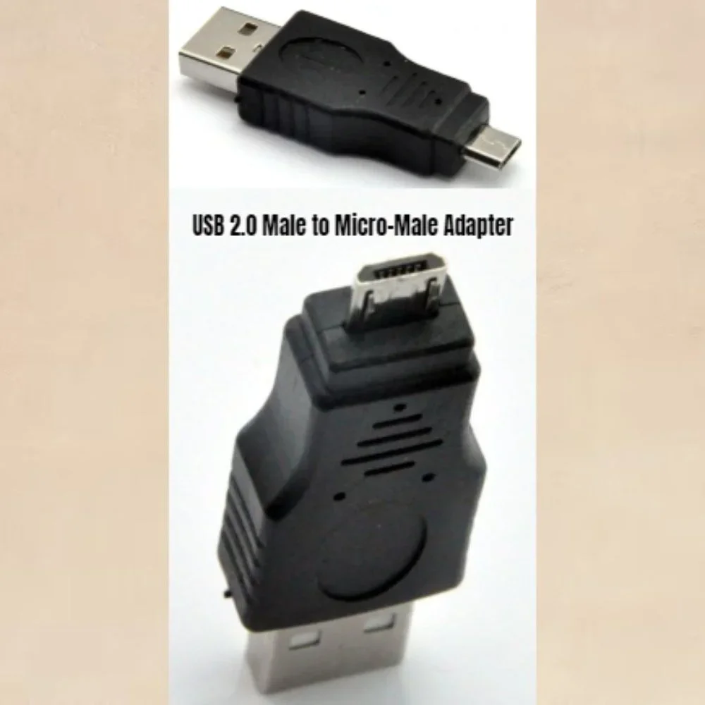 USB 2.0 Male to Micro-Male Adapter Charge Connect Android Devices Cameras
